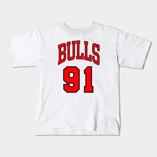 Dennis Rodman 91 Jersey Kids T-Shirt by mubays